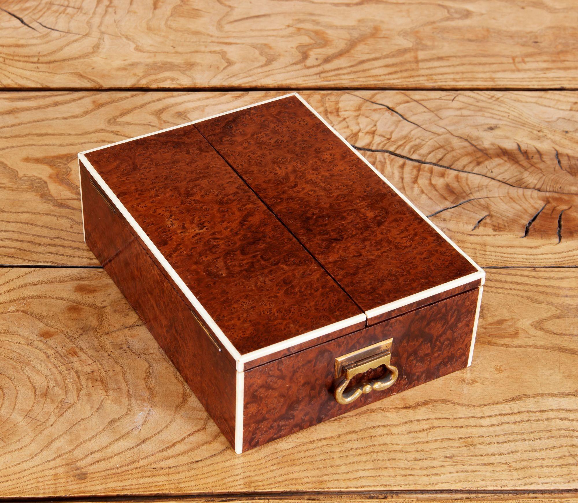 Fine Amboyna Burl Humidor by Callow of Mount Street In Good Condition For Sale In Greenwich, CT