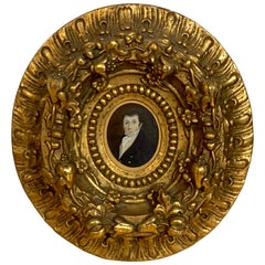 Fino retrato miniatura americano del siglo XVIII de un caballero