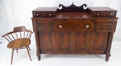 Fine American Empire Crotch Mahogany 66" Long Sideboard Backsplash 4 Doors MINT!