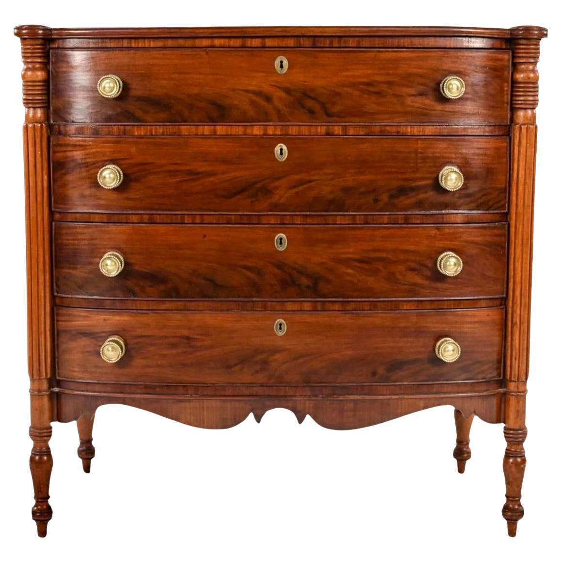 Fine American Federal Mahogany Chest Of Drawers, Massachusetts, Ca. 1810