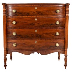 Vintage Fine American Federal Mahogany Chest Of Drawers, Massachusetts, Ca. 1810