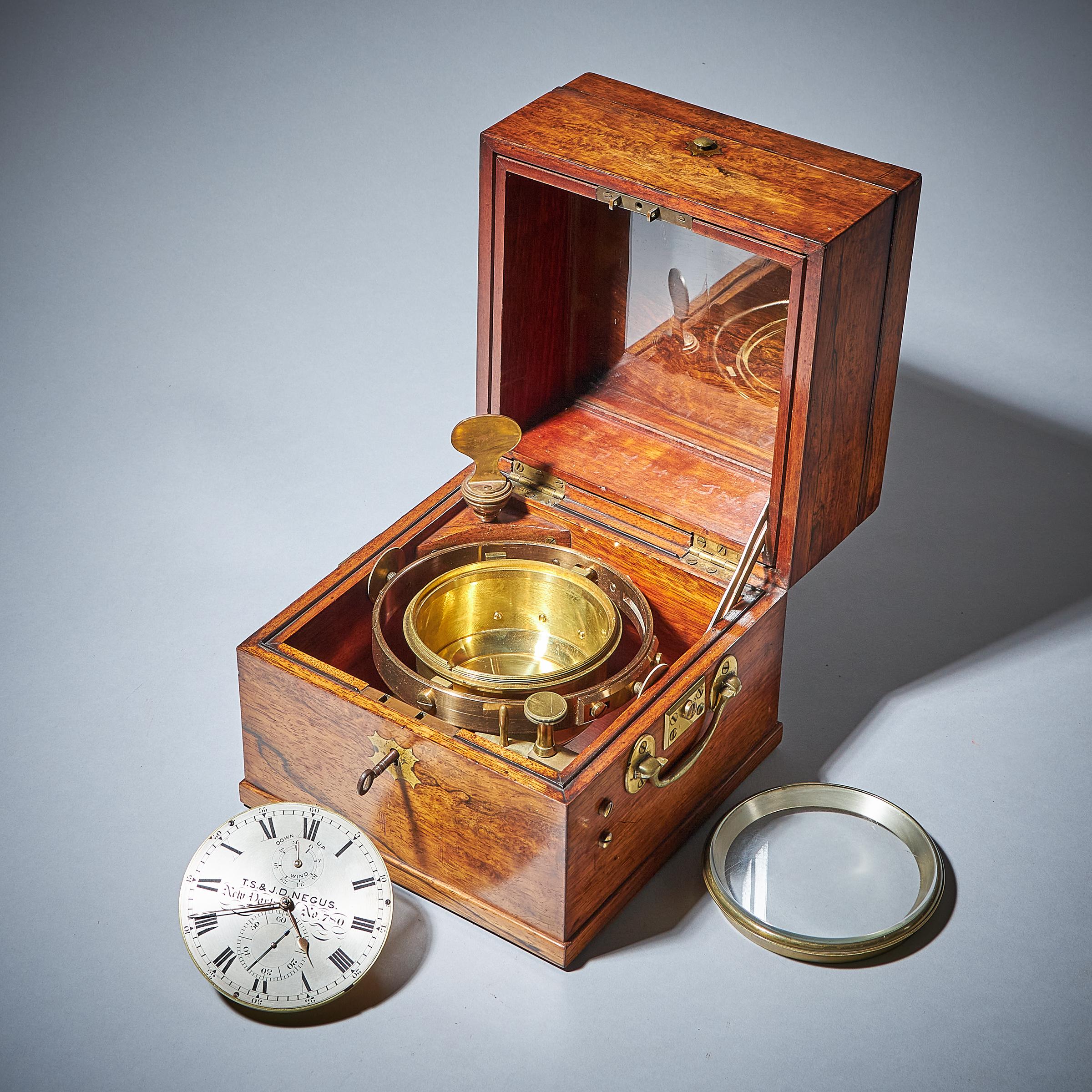 Fine American Two Day Marine Chronometer, Signed T. S & J. D Negus New York In Good Condition In Oxfordshire, United Kingdom
