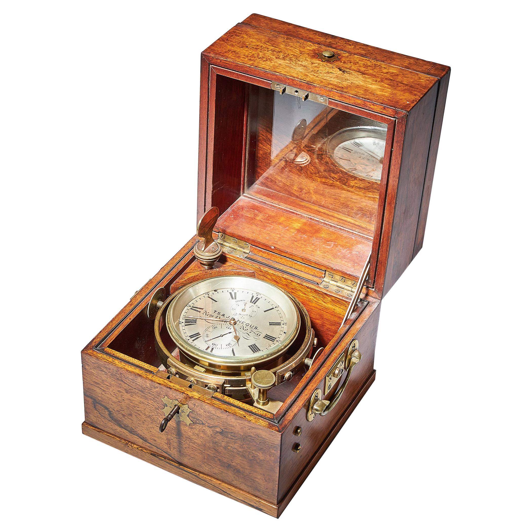 Fine American Two Day Marine Chronometer, Signed T. S and J. D Negus New  York at 1stDibs