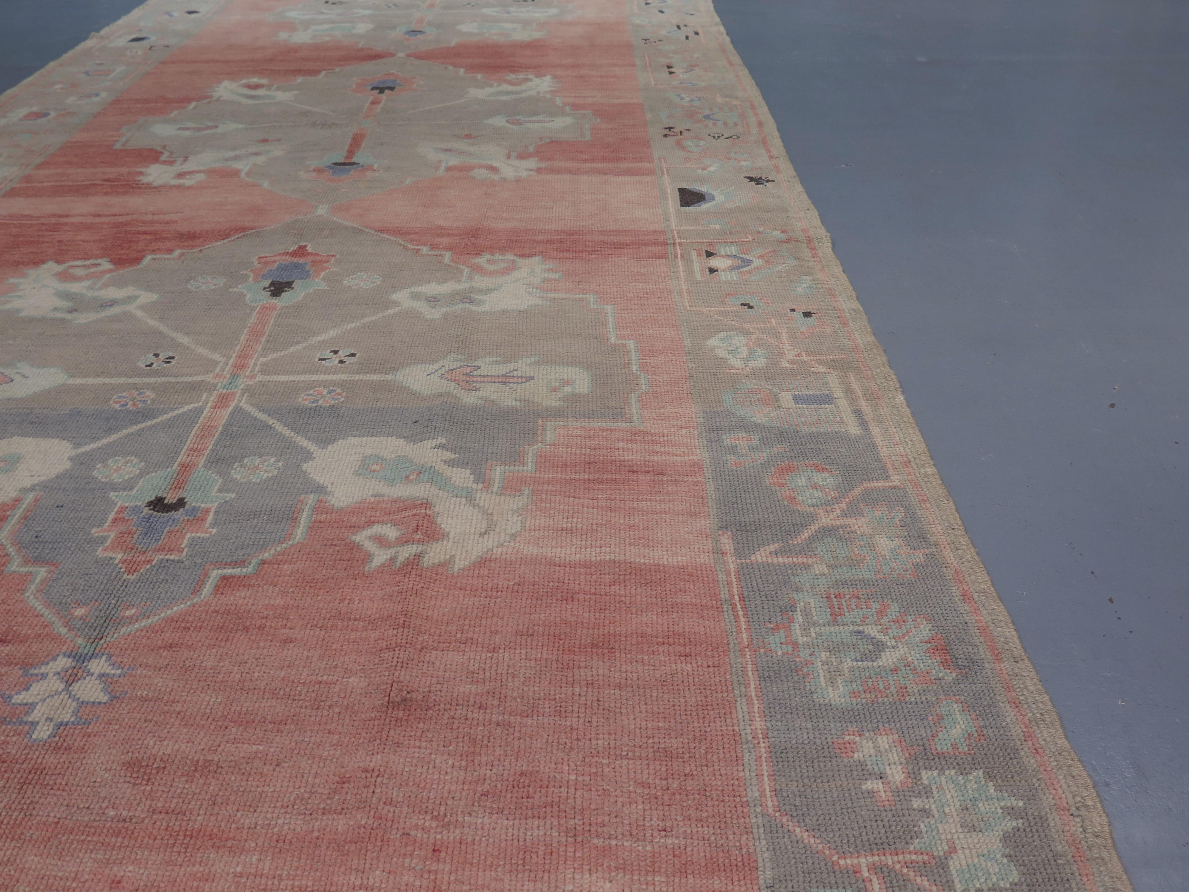 Oushak Fine Anatolian Gallery Carpet, c. 1920s For Sale