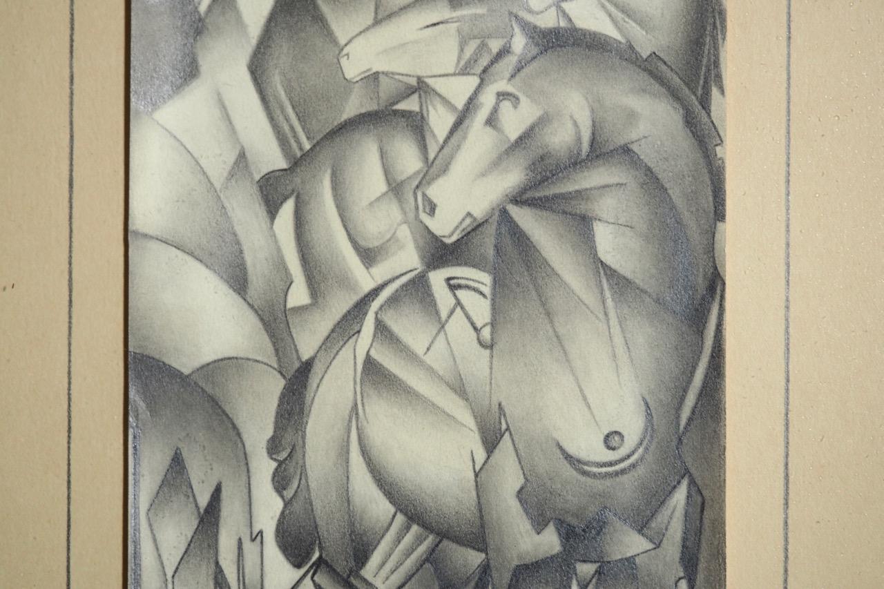 20th Century Fine and Charming Cubistic Drawing, Signed For Sale