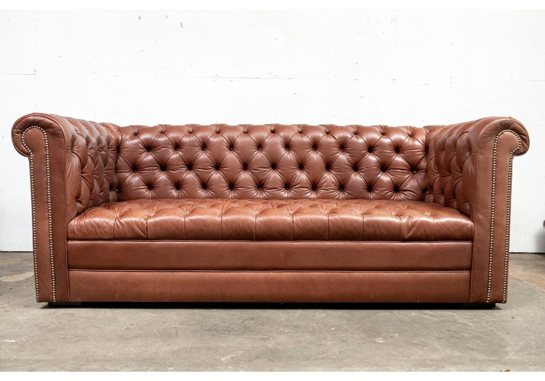 Fine And Classic Tufted Leather Chesterfield Sofa For Sale 8