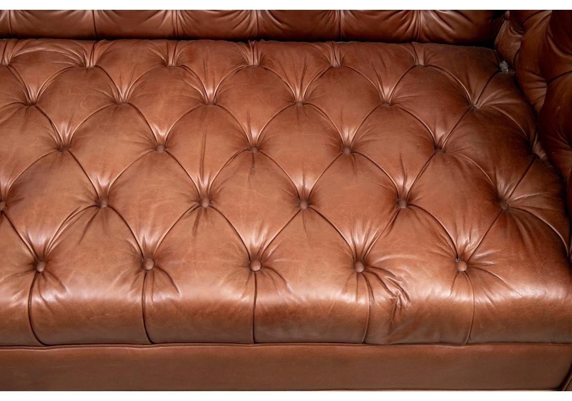 Contemporary Fine And Classic Tufted Leather Chesterfield Sofa For Sale