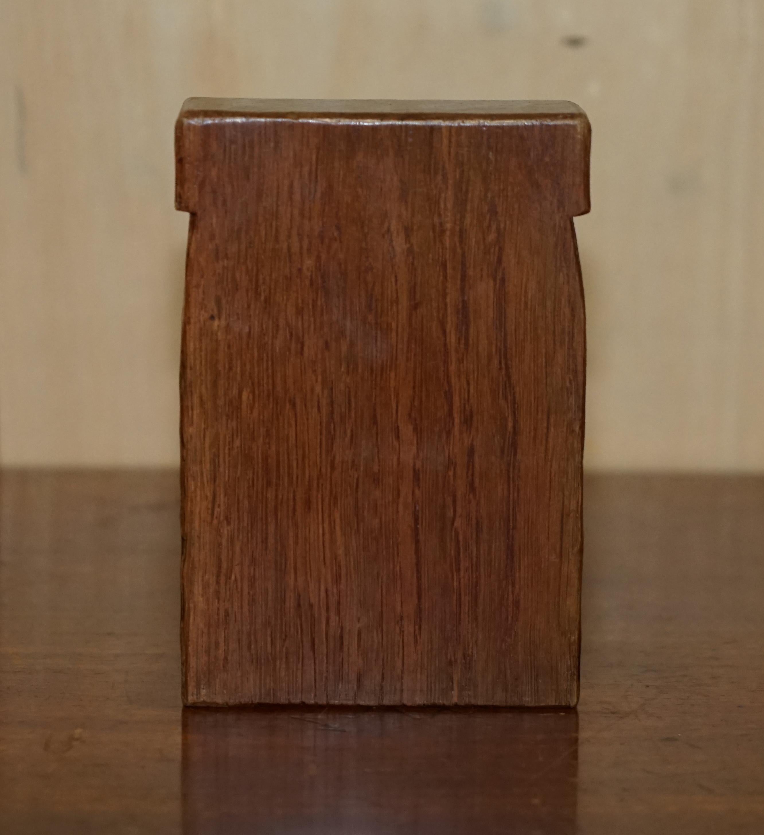 Wood Fine and Collectable 1930s Pair of Robert Mouseman Thompson Bookends Must See! For Sale