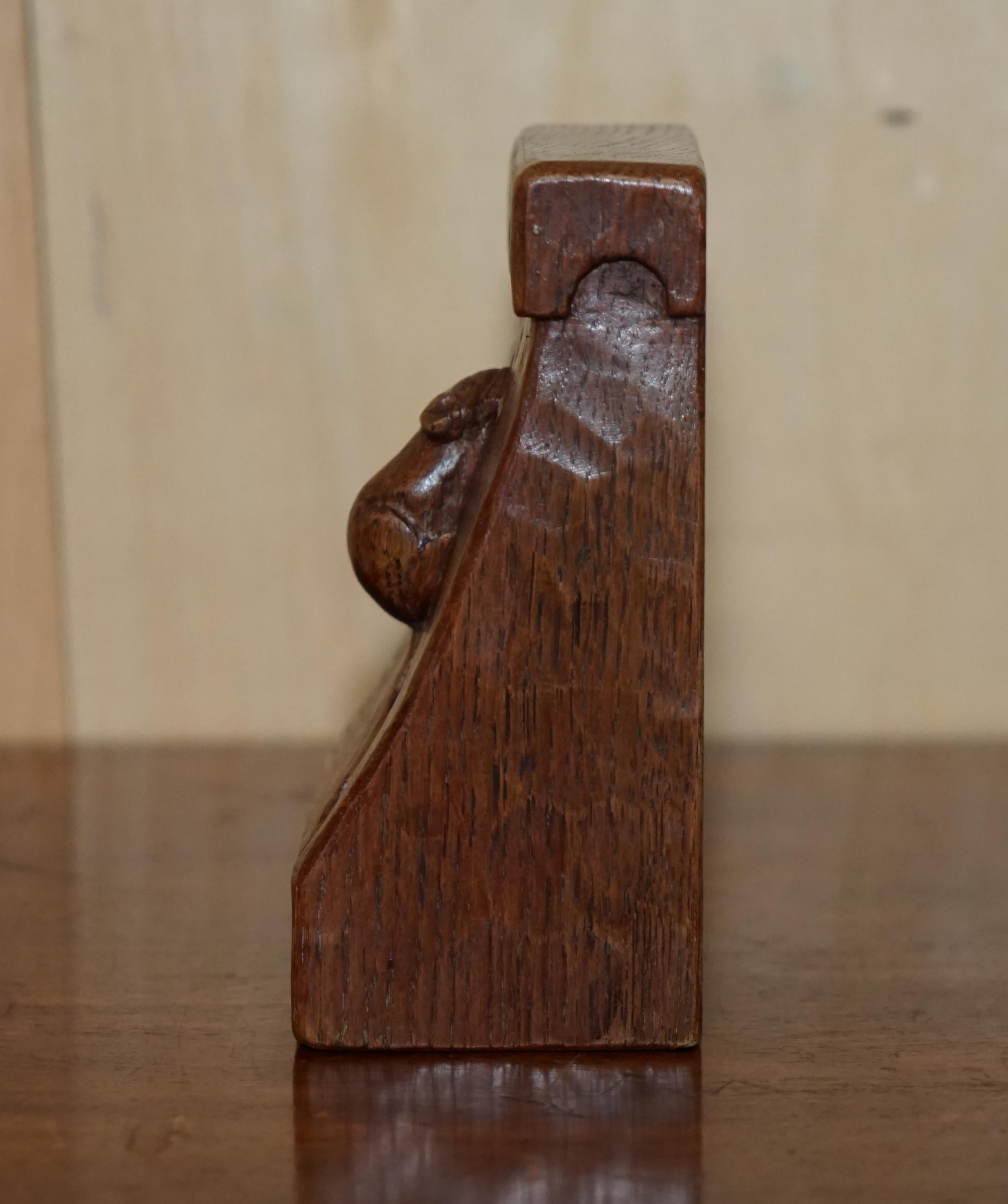 Fine and Collectable 1930s Pair of Robert Mouseman Thompson Bookends Must See! For Sale 6