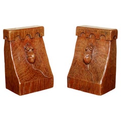 Fine and Collectable 1930s Pair of Robert Mouseman Thompson Bookends Must See!