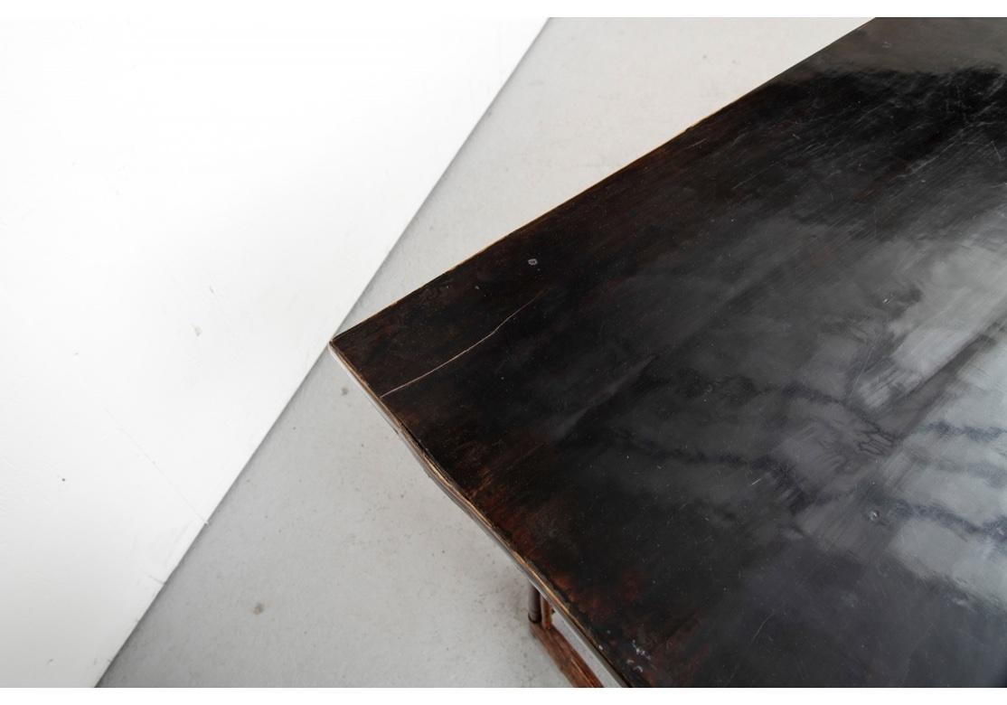 Mid-Century Modern Fine And Complex Bamboo Console Table With Lacquer Top