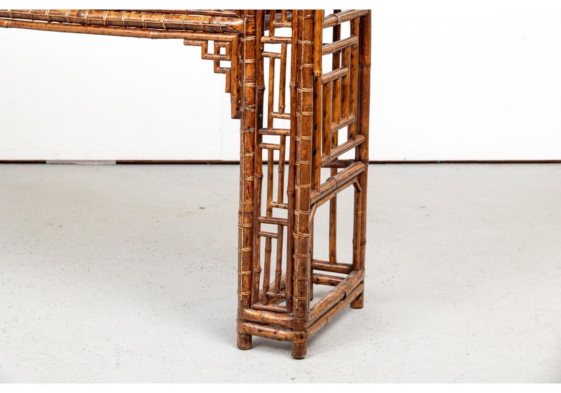 Fine And Complex Bamboo Console Table With Lacquer Top In Good Condition In Bridgeport, CT