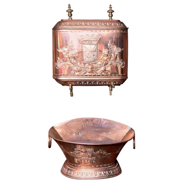 Fine and Decorative 19th Century French Repoussé Copper Lavabo
