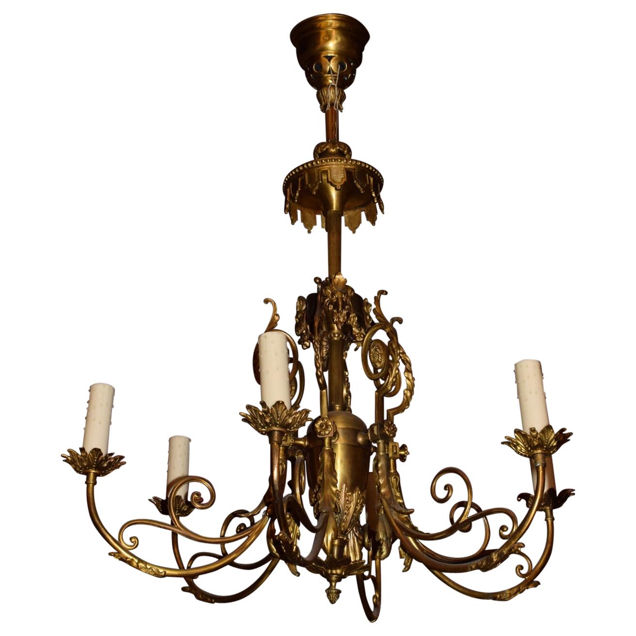 Fine and Decorative Bronze Chandelier For Sale