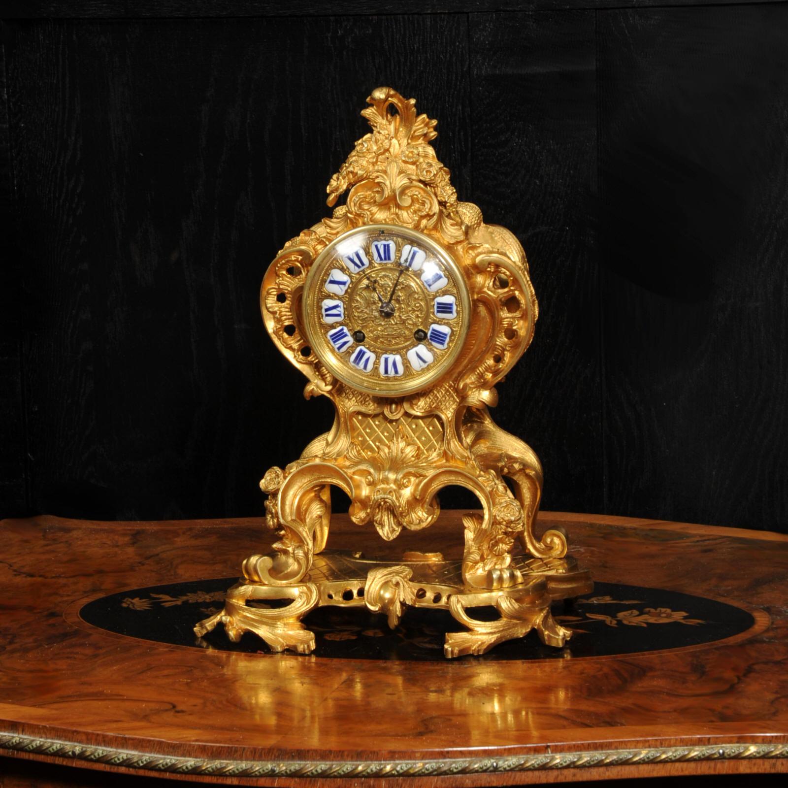 Fine and Early Ormolu Antique French Rococo Clock In Good Condition In Belper, Derbyshire