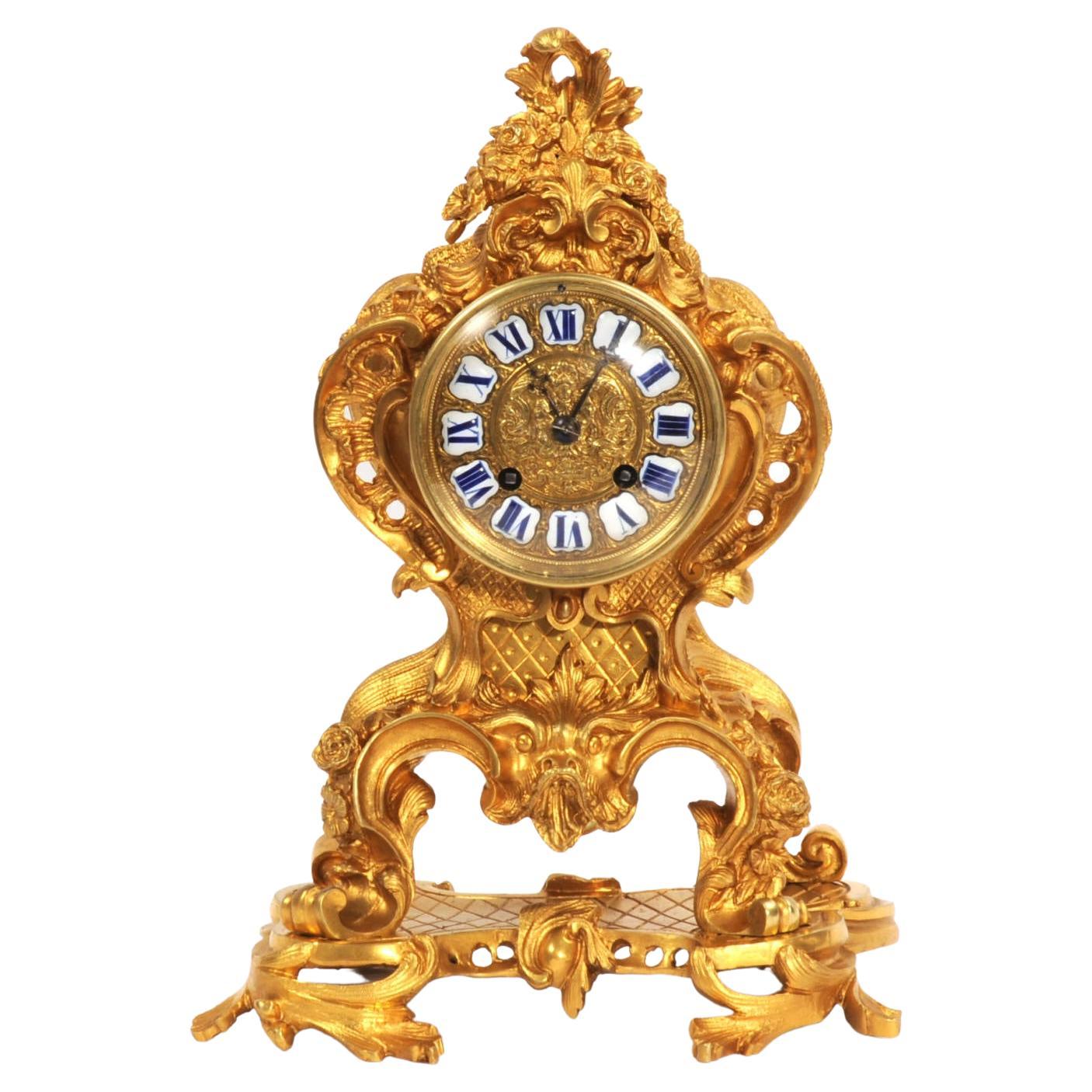 Fine and Early Ormolu Antique French Rococo Clock