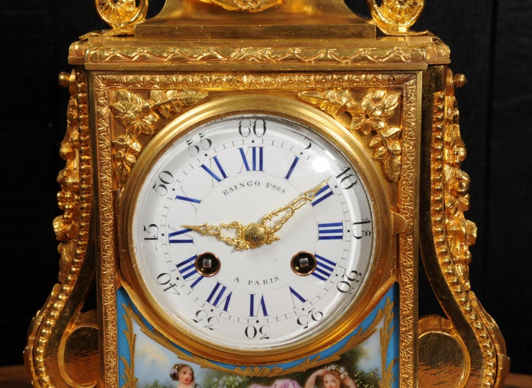 Fine and Early Sevres Porcelain and Ormolu Antique French Clock For Sale 5