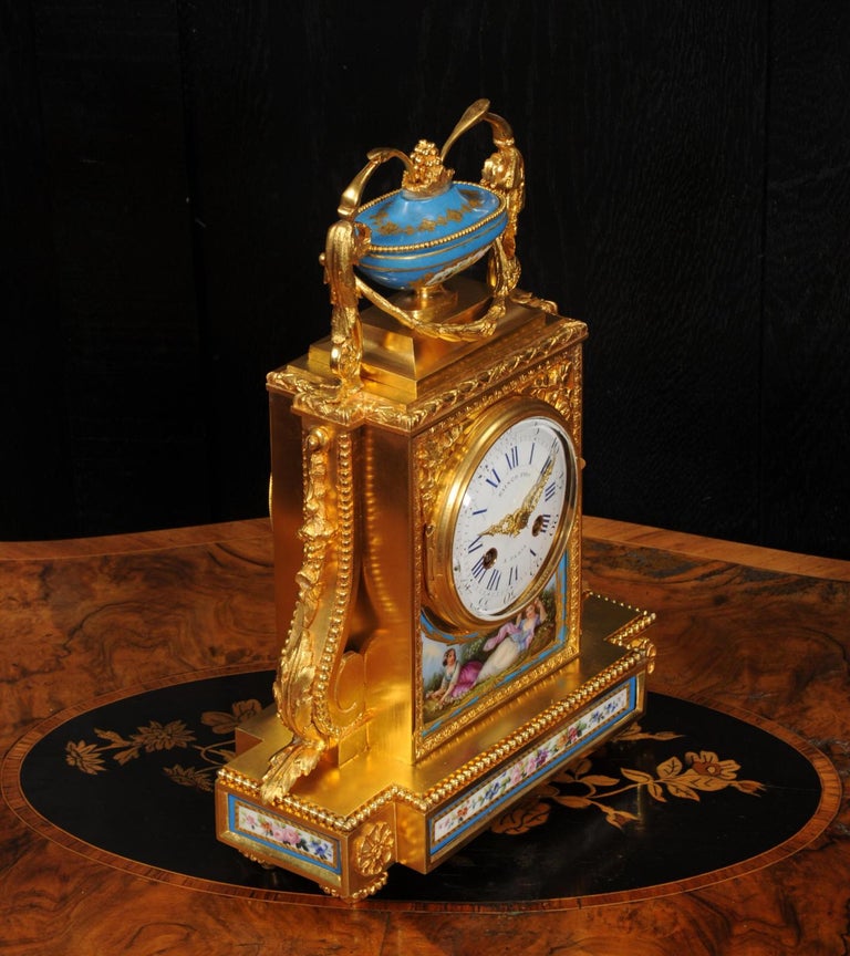 Fine and Early Sevres Porcelain and Ormolu Antique French Clock For Sale 6