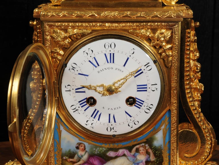 Fine and Early Sevres Porcelain and Ormolu Antique French Clock For Sale 7