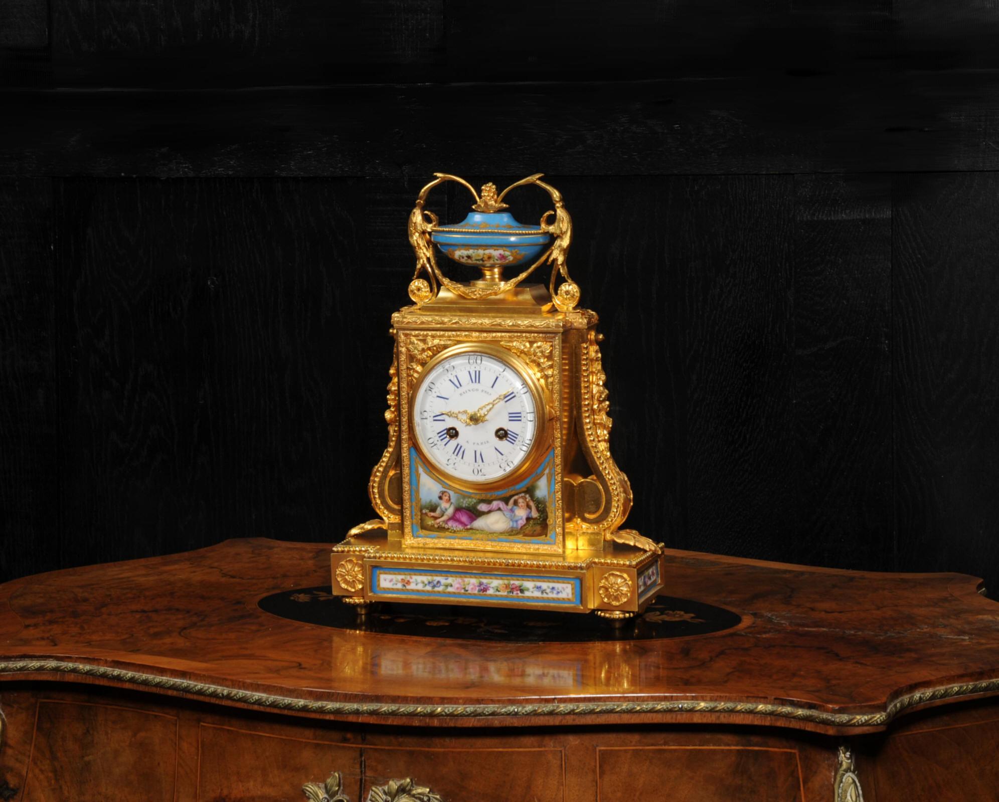 Louis XVI Fine and Early Sevres Porcelain and Ormolu Antique French Clock