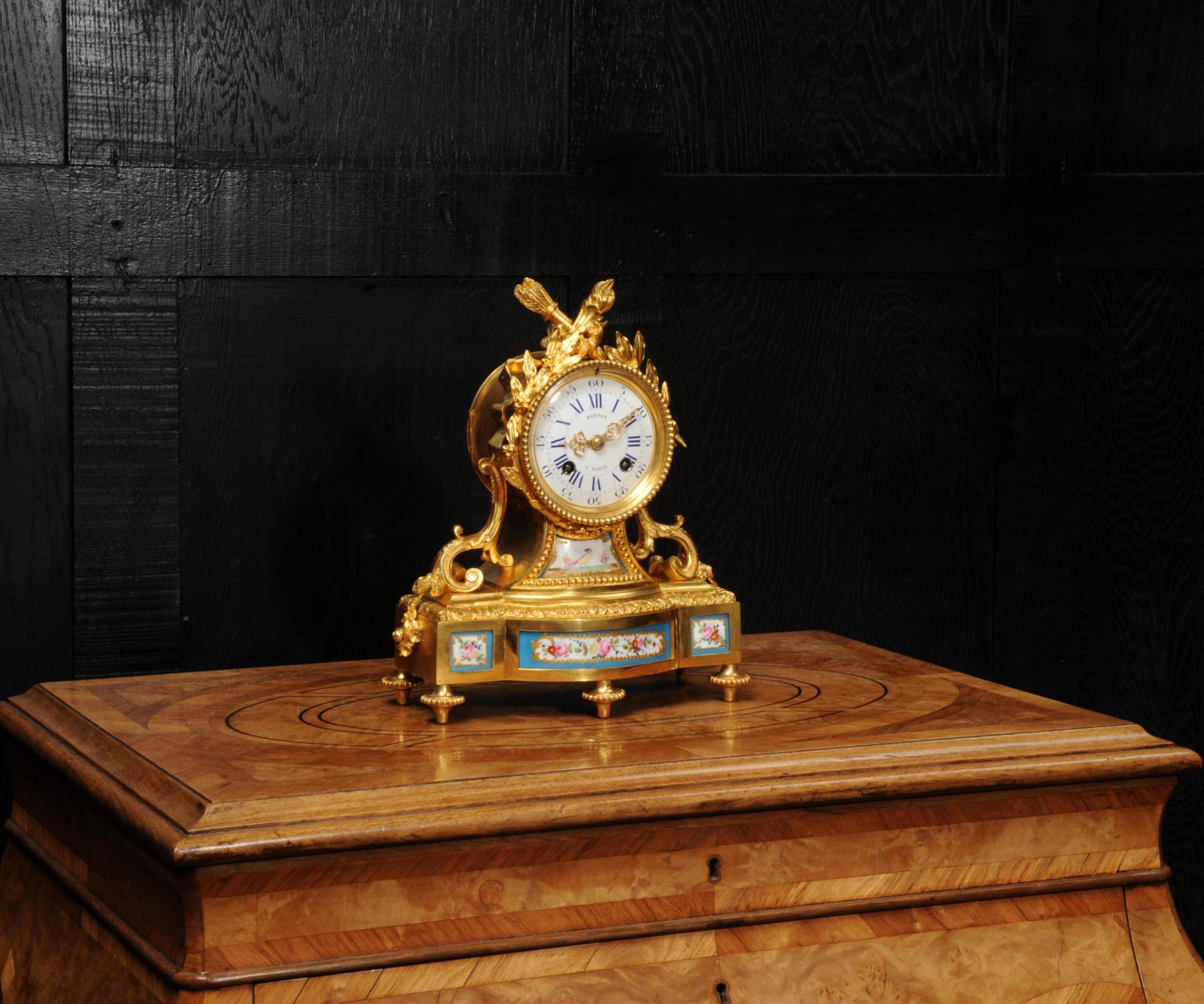 19th Century Fine and Early Sevres Porcelain and Ormolu Antique French Clock