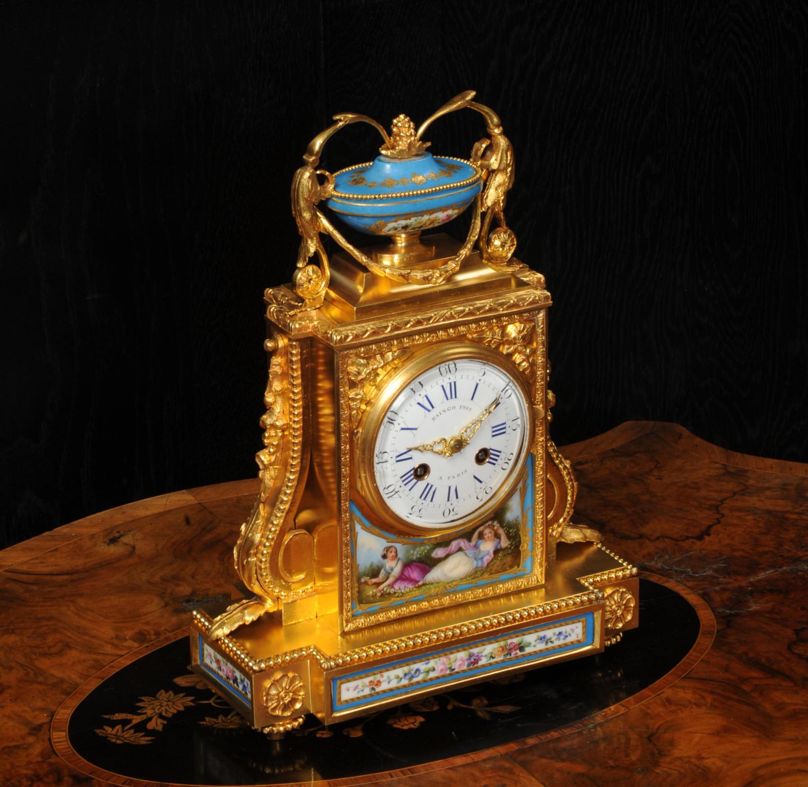 19th Century Fine and Early Sevres Porcelain and Ormolu Antique French Clock
