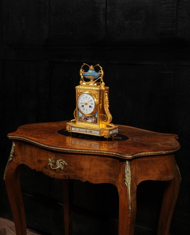 Fine and Early Sevres Porcelain and Ormolu Antique French Clock For Sale 2