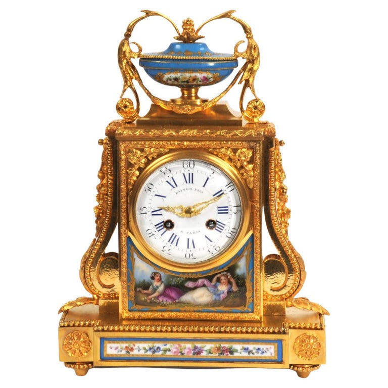 Fine and Early Sevres Porcelain and Ormolu Antique French Clock For Sale