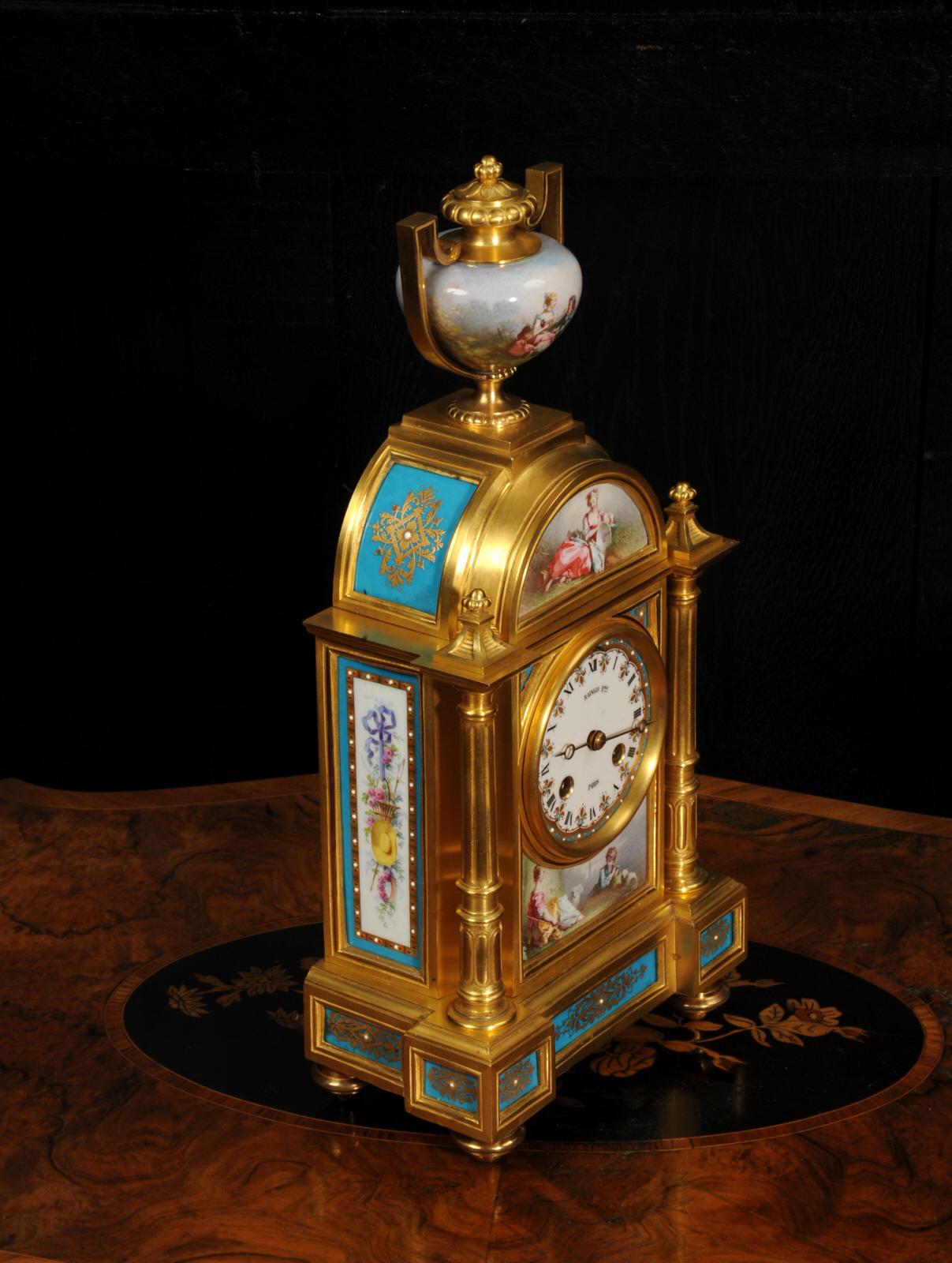 Fine and Early Sevres Porcelain and Ormolu Antique French Clock For Sale 5