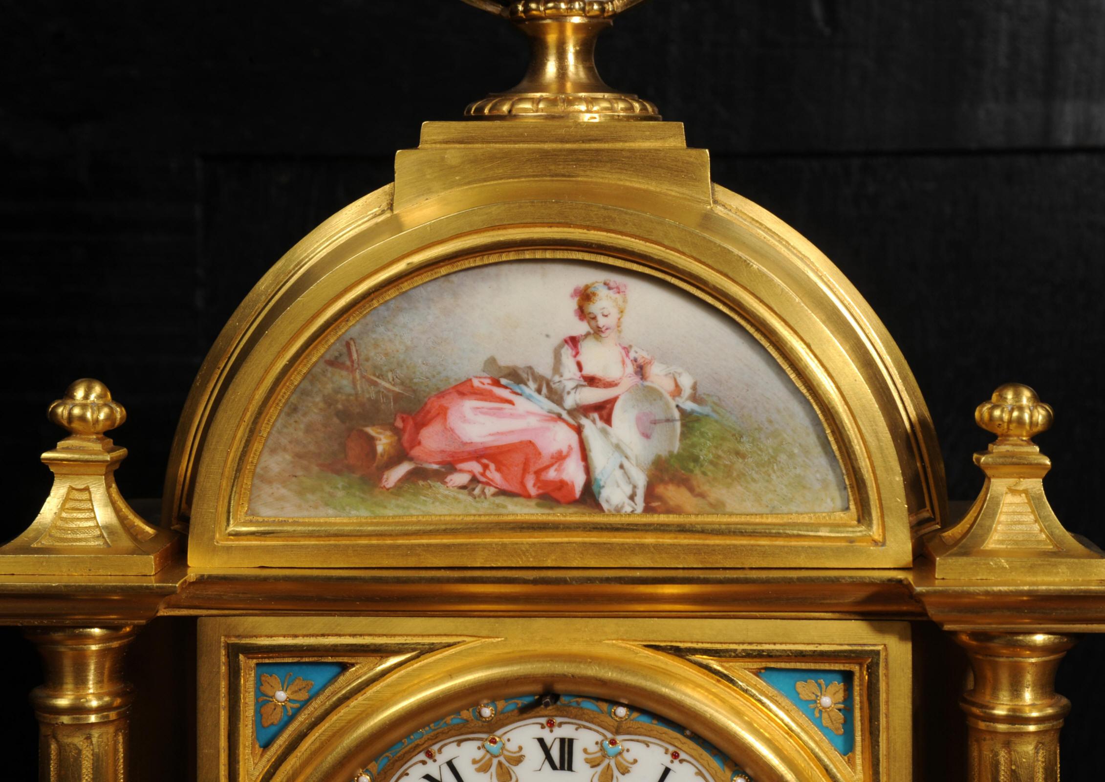 Fine and Early Sevres Porcelain and Ormolu Antique French Clock For Sale 7