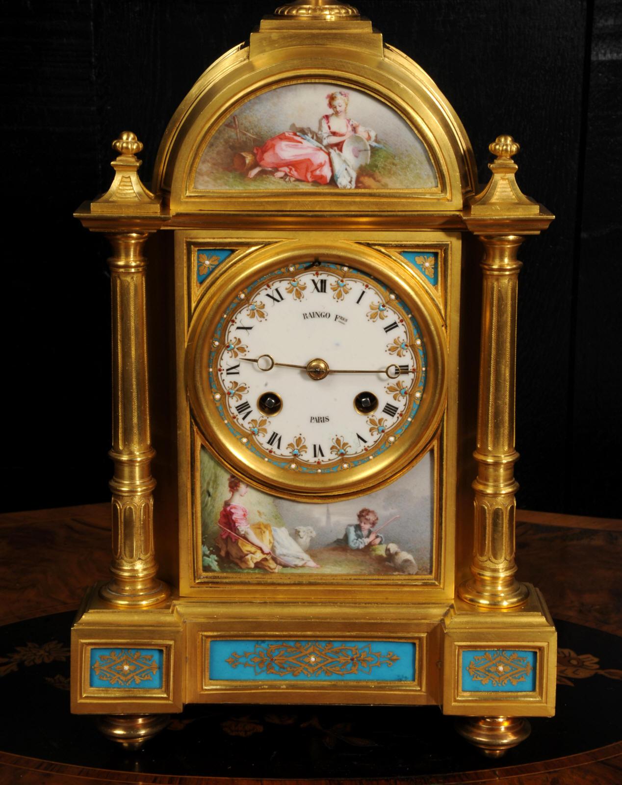 Fine and Early Sevres Porcelain and Ormolu Antique French Clock For Sale 9