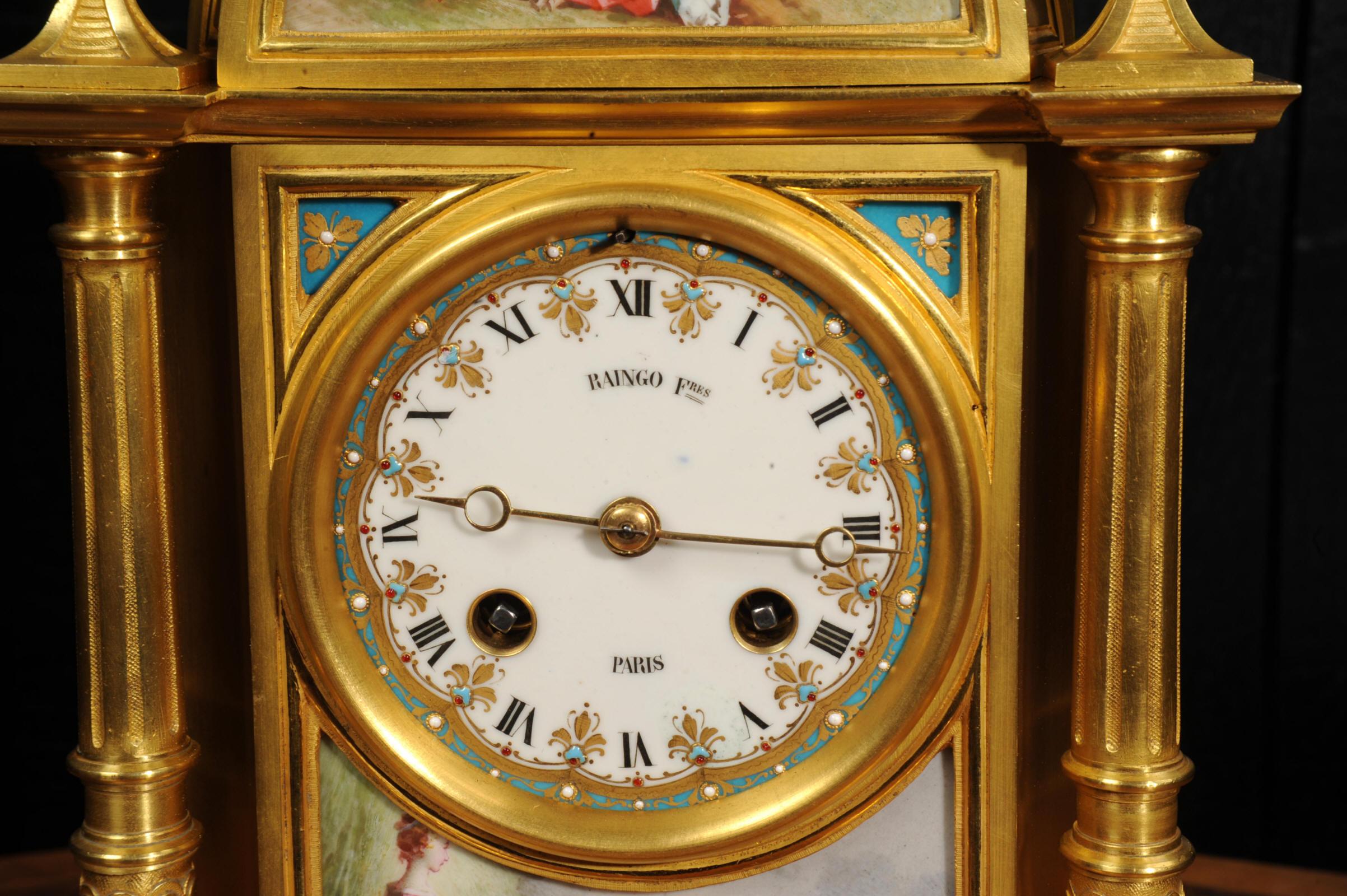 Fine and Early Sevres Porcelain and Ormolu Antique French Clock For Sale 10