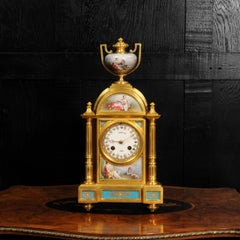 Fine and Early Sevres Porcelain and Ormolu Antique French Clock