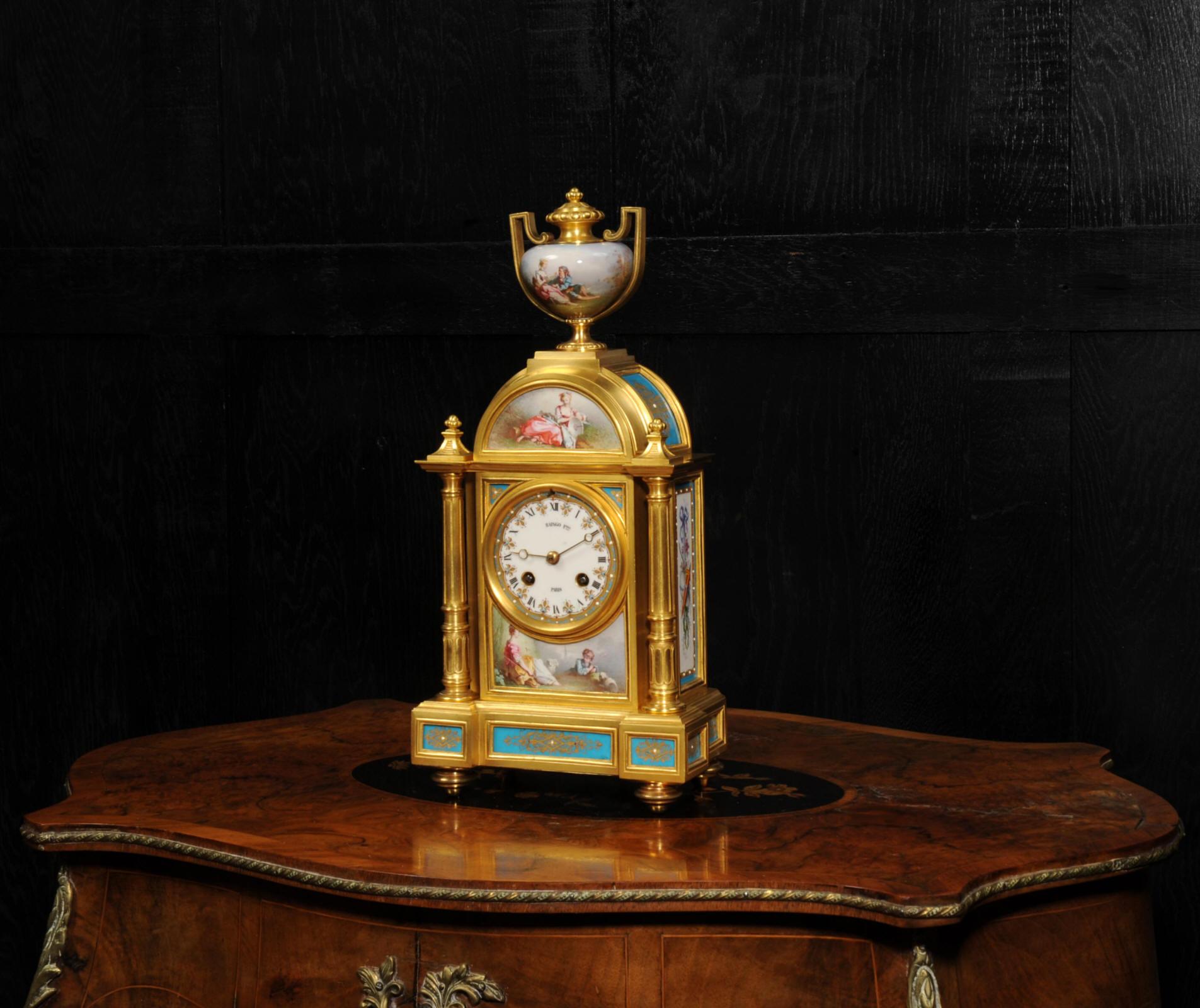 Victorian Fine and Early Sevres Porcelain and Ormolu Antique French Clock For Sale