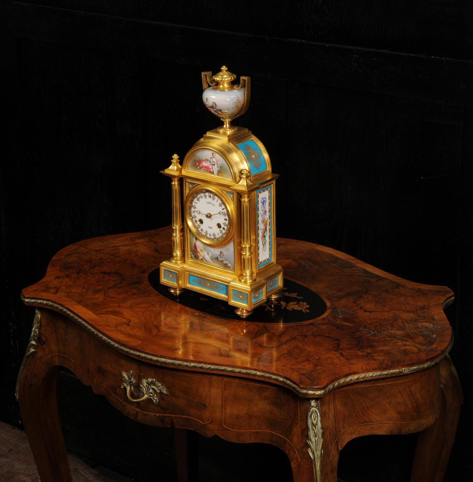 19th Century Fine and Early Sevres Porcelain and Ormolu Antique French Clock For Sale