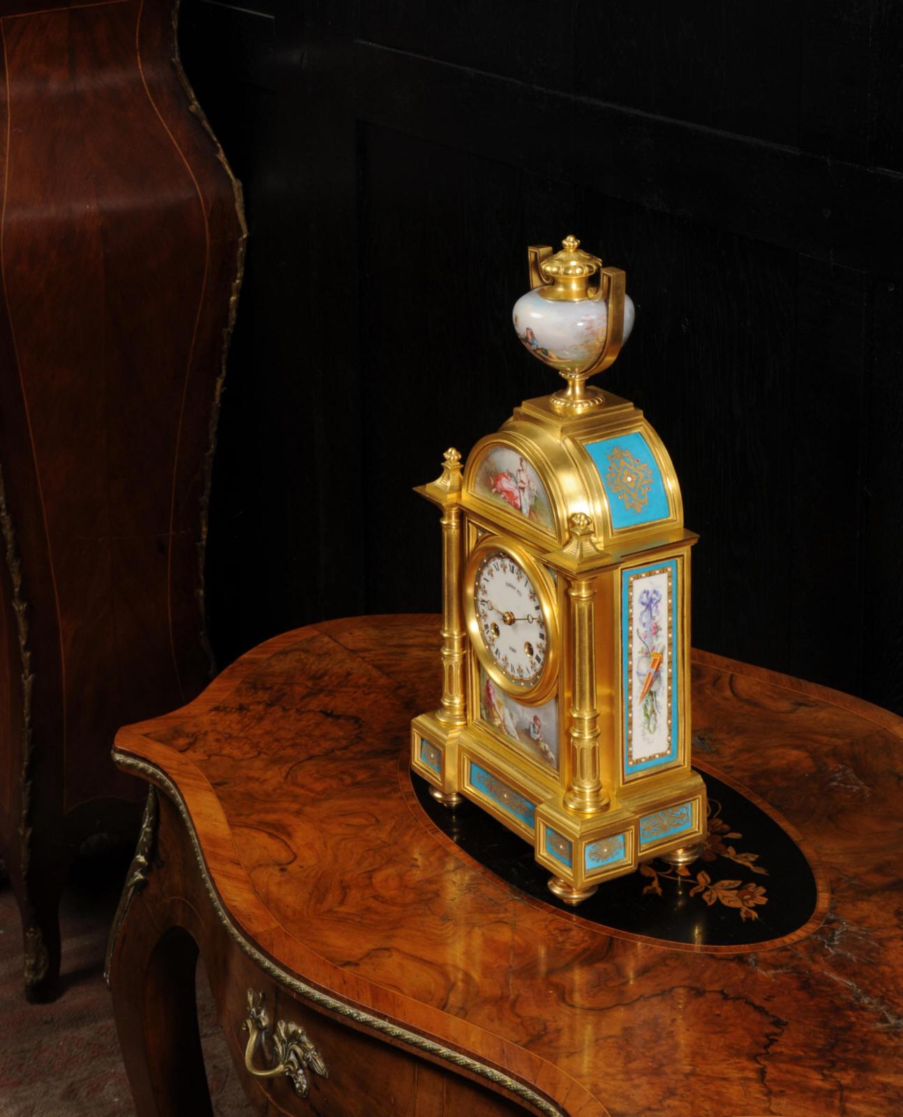 Fine and Early Sevres Porcelain and Ormolu Antique French Clock For Sale 3