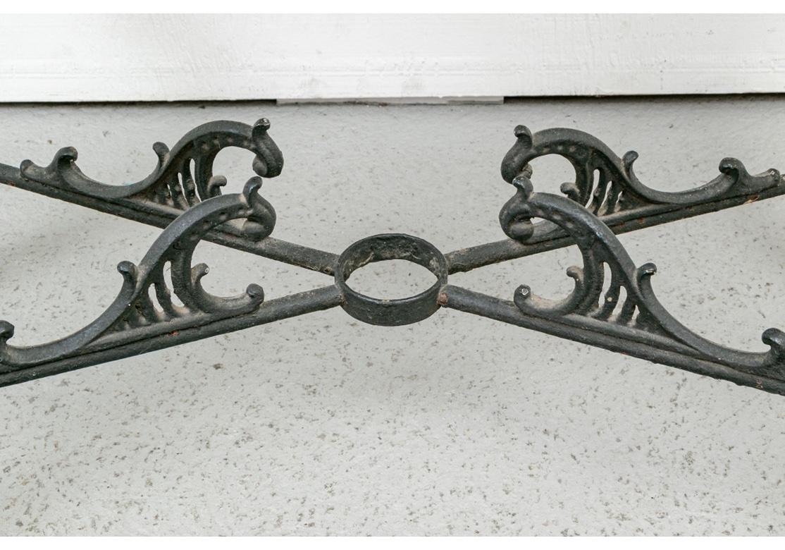 19th Century Fine and Elaborate Antique Marble Top Iron Console Table For Sale