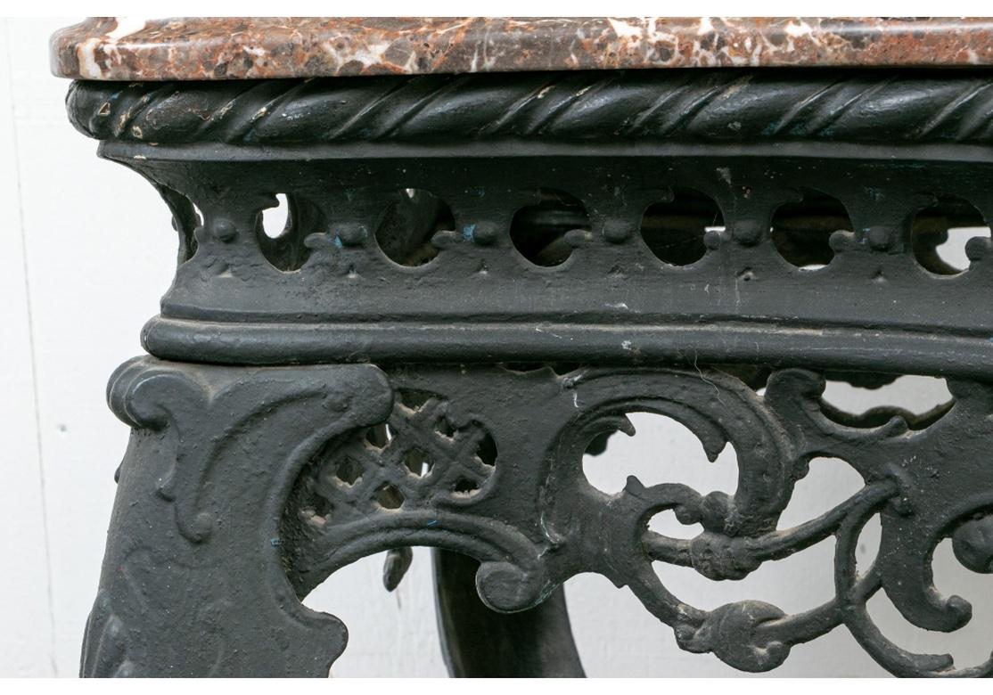 Fine and Elaborate Antique Marble Top Iron Console Table For Sale 1