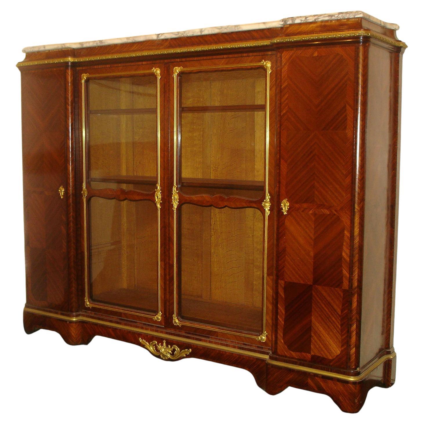 Fine and Grand 19th Century Gilt Bronze Mounted Vitrine/Bookcase By Paul Sormani For Sale