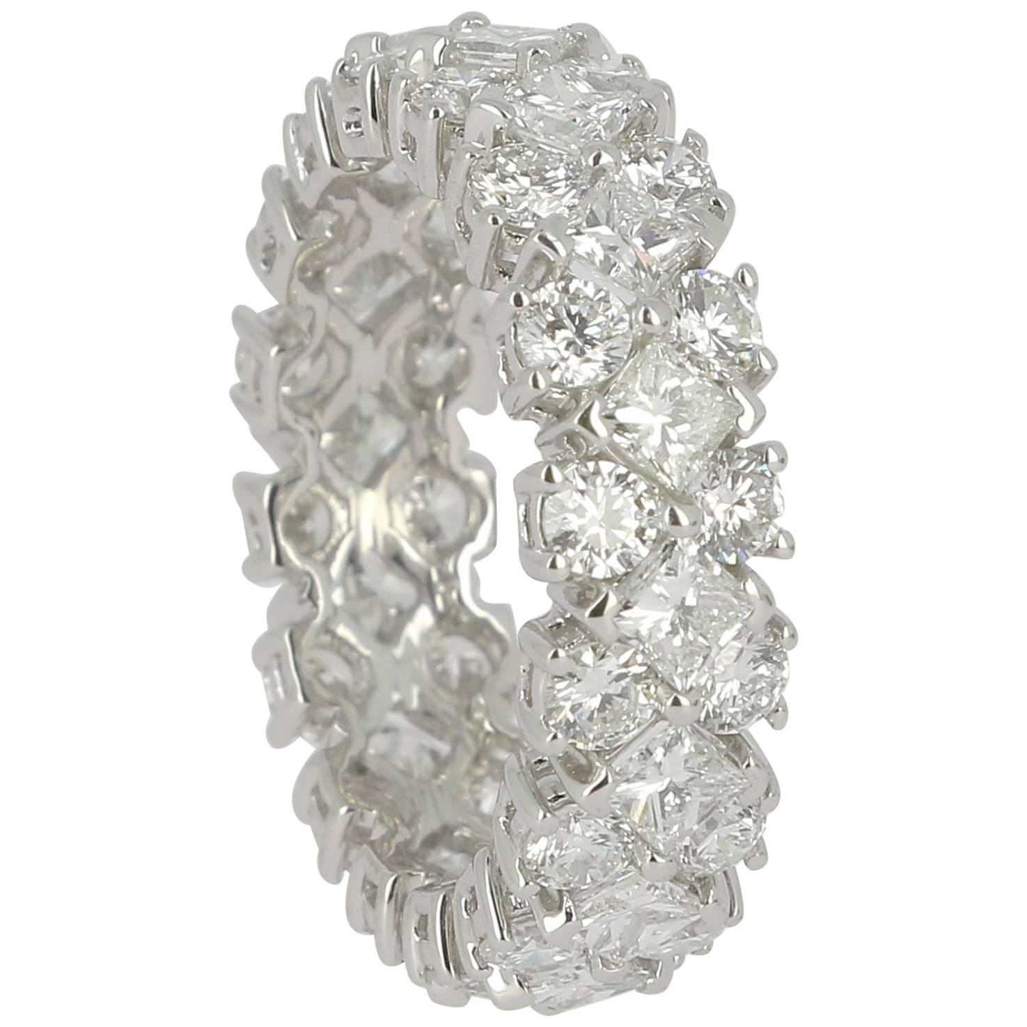 4.83 Carat GVS Round/Princess White Diamond Engagement Rings 18K White Gold