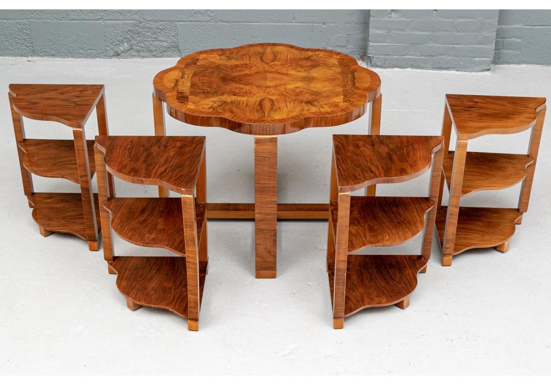 Fine and Intricate French Figured Wood Nesting Tables  For Sale 3