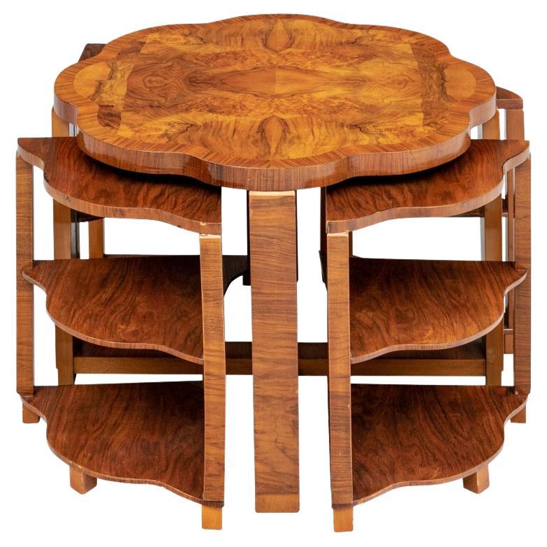 Fine and Intricate French Figured Wood Nesting Tables 