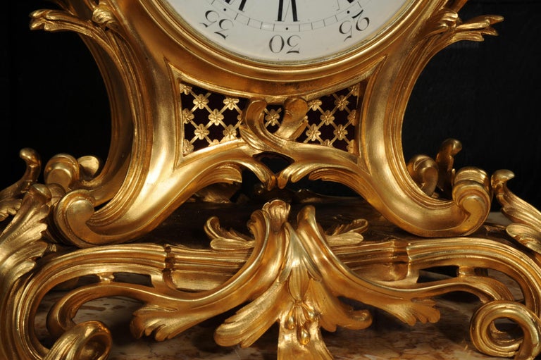 Fine and Large Antique French Ormolu Rococo Clock For Sale 14