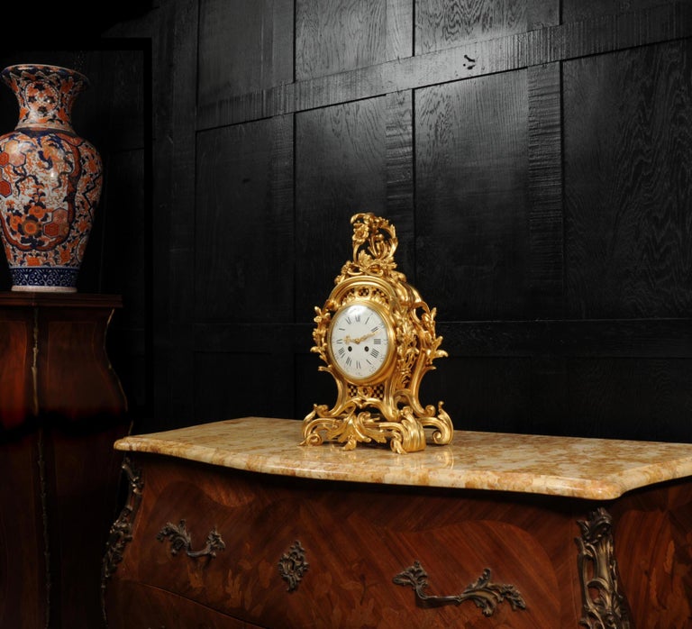 Fine and Large Antique French Ormolu Rococo Clock For Sale 2