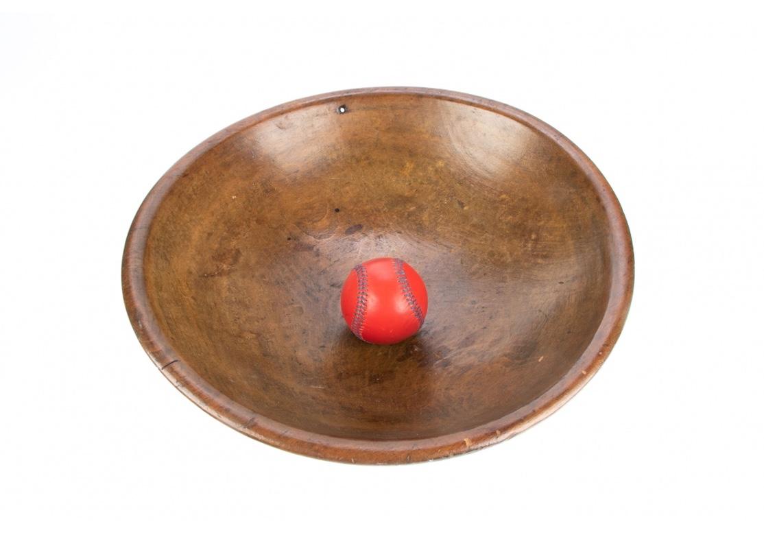 Rustic Fine and Large Antique Hand-Turned  Bowl