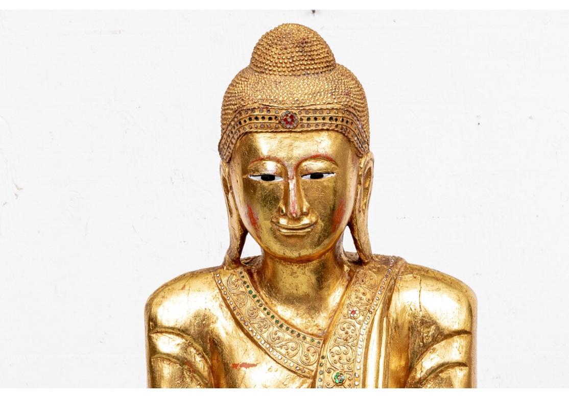 Anglo-Indian Fine and Large Asian Carved and Gilt Statue of the Buddha For Sale