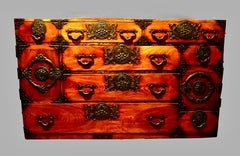 Large Japanese Keyaki Wood Iron Mounted Tansu Chest with 8 Drawers