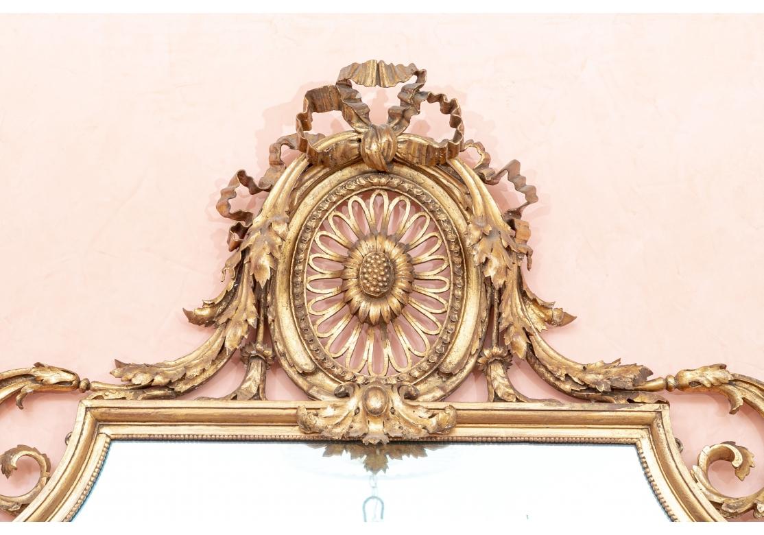 Carved Fine and Majestic Antique Gilt Mantle Mirror  For Sale