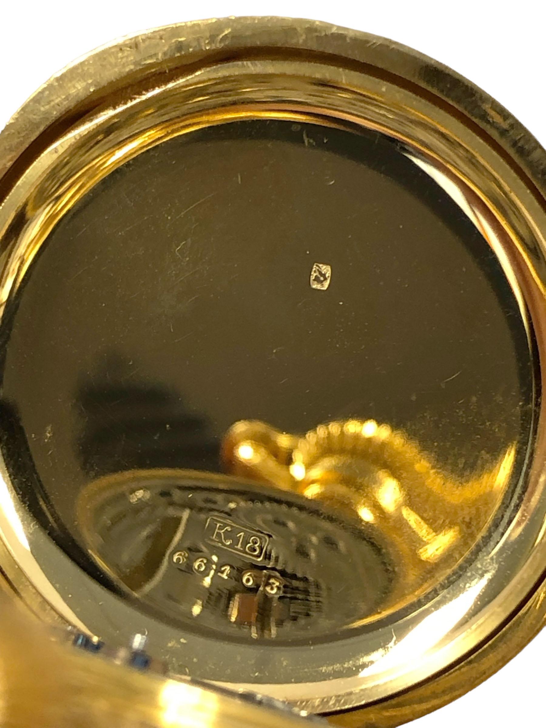 Reloj de bolsillo de repetición de minutos de 18 quilates, fino y en perfecto estado, engastado con oro y diamantes 6