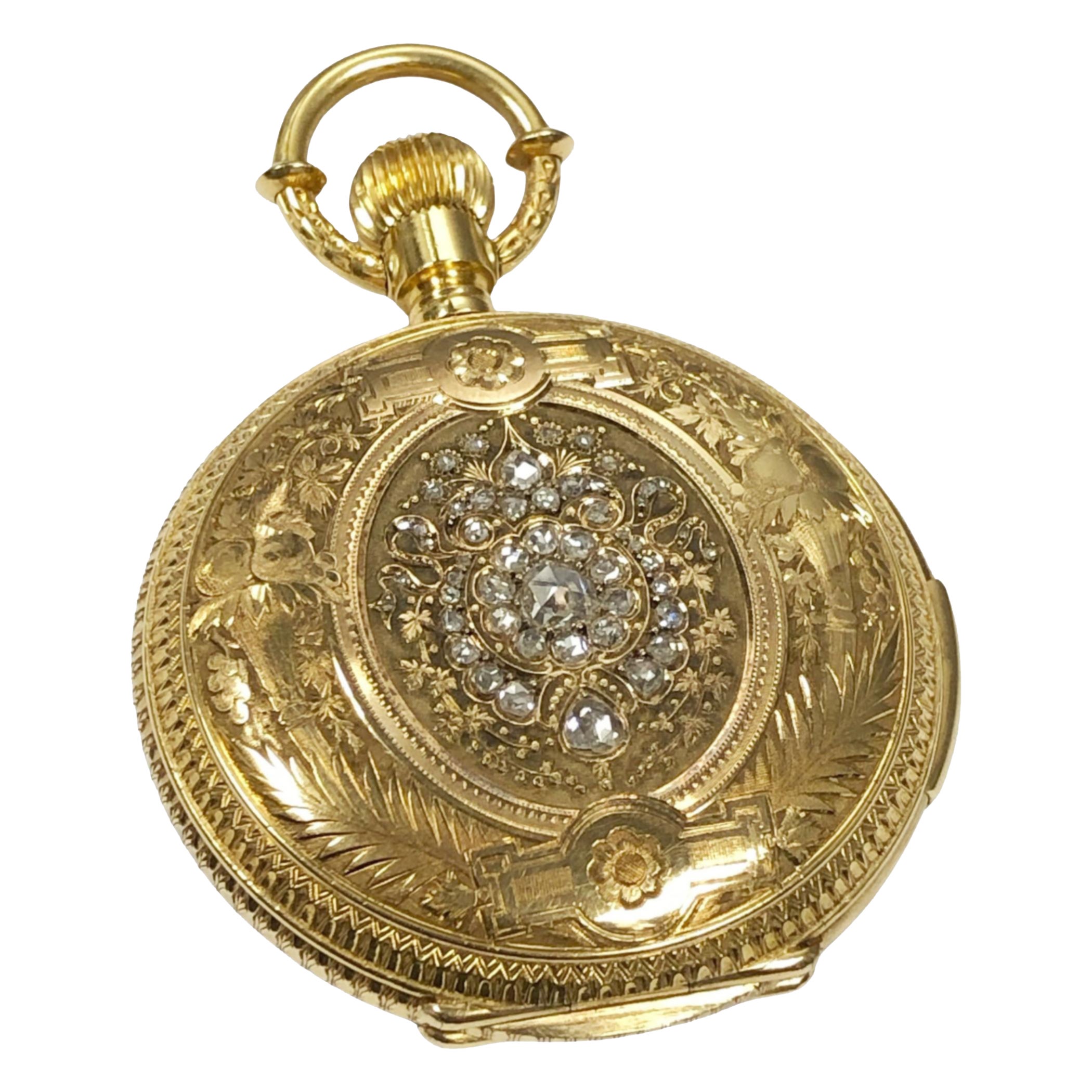Fine and Mint Condition Gold and Diamond set 18k Minute Repeater Pocket Watch